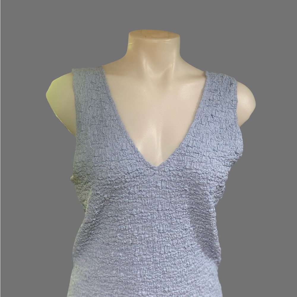 A New Day Textured Blue Sleeveless Tank Top